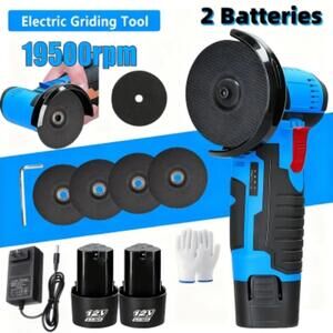 Blue BOURVILL 12V Cordless Lithium Battery Rechargeable Mini Angle Grinder